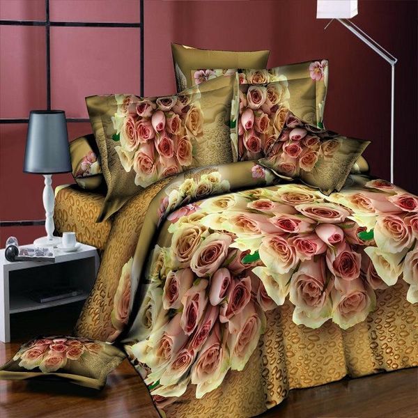 Bedding Set Luxury 3d Rose Cotton Bedding Sets Bed Sheet Duvet