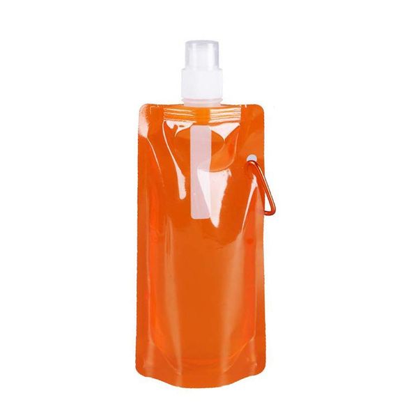 

portable folding water bag sport outdoor travel reusable water bottle with clip