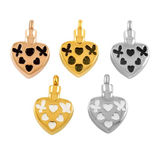 

z184 разноцветные в форме сердца бабочка из нержавеющей стали сувенир пэт мемориал ювелирные изделия пепел кремации урна кулон ожерелье для, Silver