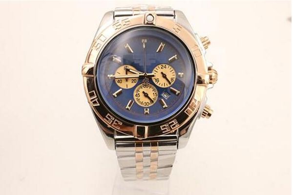 

Chronograph men topwatche chronograph function ilver tainle belt golden keleton blue dial port watche 01