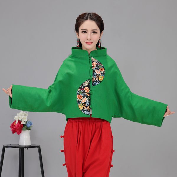 

ethnic clothing chinese style women red embroidery folk retro vintage coat jacket female ethinc blouse ladies ff2540