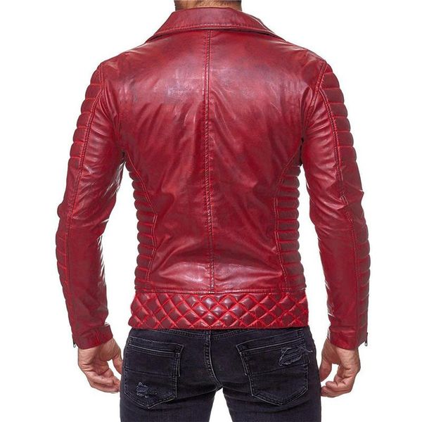 

mens конструктора pu кожаной куртка motorbiker отложной воротник молния slim fit пальто куртка, Black;brown