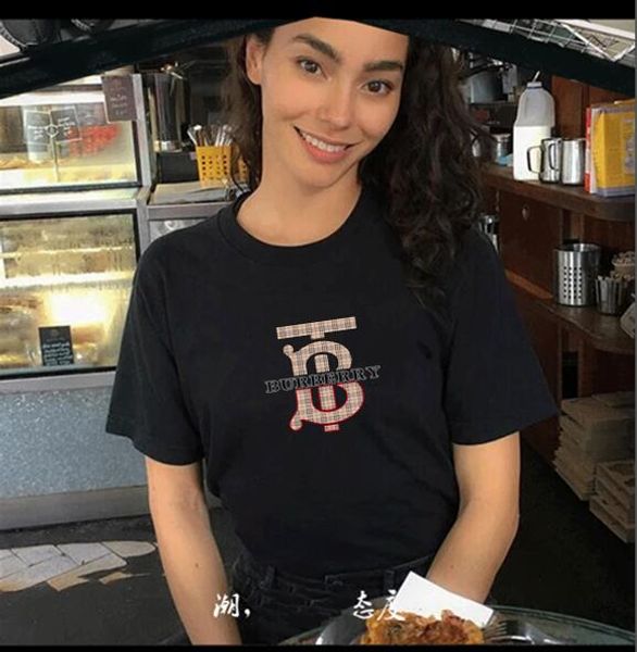 

новый горячий продавать женские футболки мода лето с короткими рукавами классический дизайн одежды печати нейтральный случайные футболки b, White