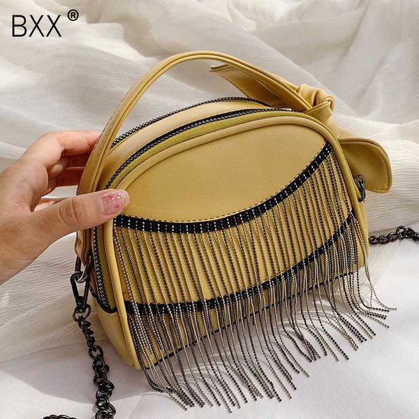 

bxx] 2020 spring fashion pu leather crossbody bags for women mini shoulder messenger handbags tassel chain design bag hl479