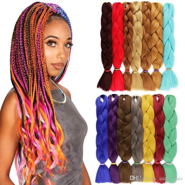 

solid color x-pression braiding hair bulk crochet braids 24 inch 100g/pack kanekalon braiding hair jumbo synthetic braiding hair extensions, Black