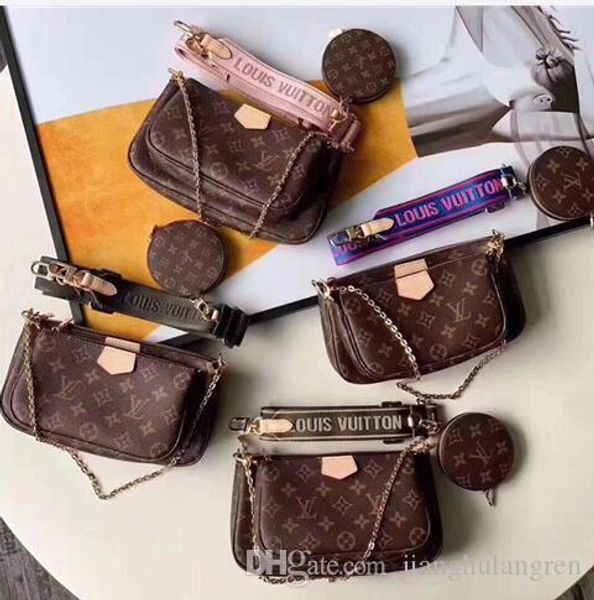 

Горячие новые женщины Messenger сумки сумки известных брендов Top Grade Lady Brown холст с покрытием натуральной кожи MULTI Pochette АКСЕССУАРЫ