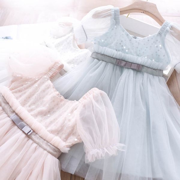 

2020 summer baby girls embroidered sequined princess dress children's clothing wholesale, Red;yellow