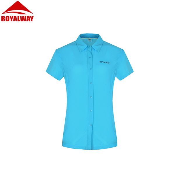 

royalway outdoor women's quick dry short sleeved camping climbing hiking shirt #rfql2031e, Gray;blue