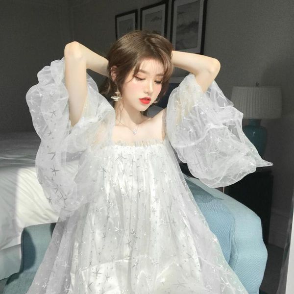 

fashion dress for women summer simple comfortable sweet word shoulder gauze loose stars elegant fresh ladies' dresses, Black;gray