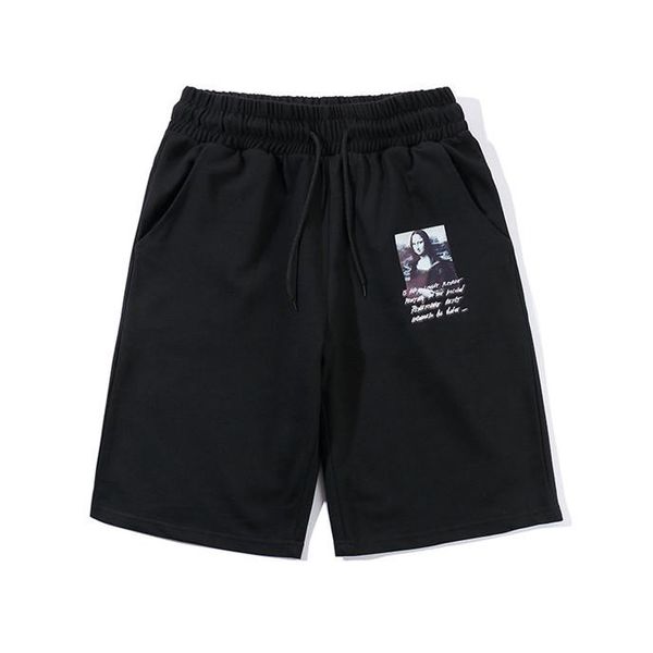 

мужские шорты лето дизайнер черный шнурок спортивные короткие брюки мода работает мужские шорты мона лиза печати, White;black