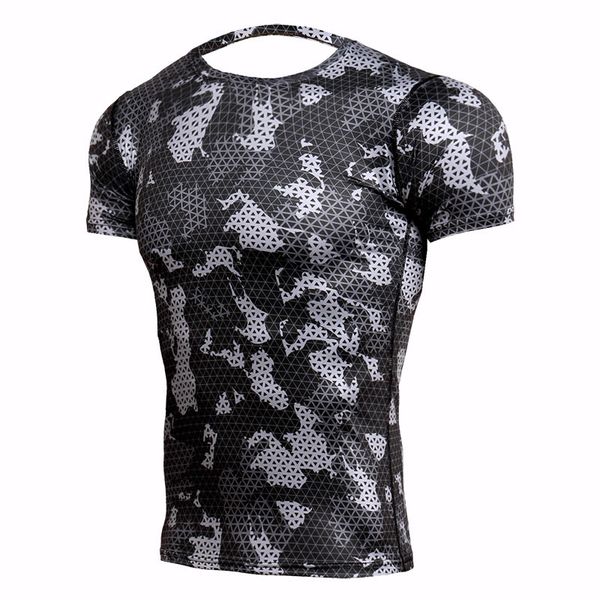 

rashguard mens sports running t-shirt men camouflage gym fitness training shirts dry fit sportswear soccer jerseys, Black;blue