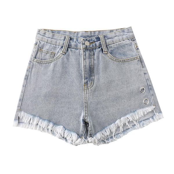 

loyalget summer denim shorts female plus size xs~3xl vintage women jeans shorts tassel denim wash jeans, Blue