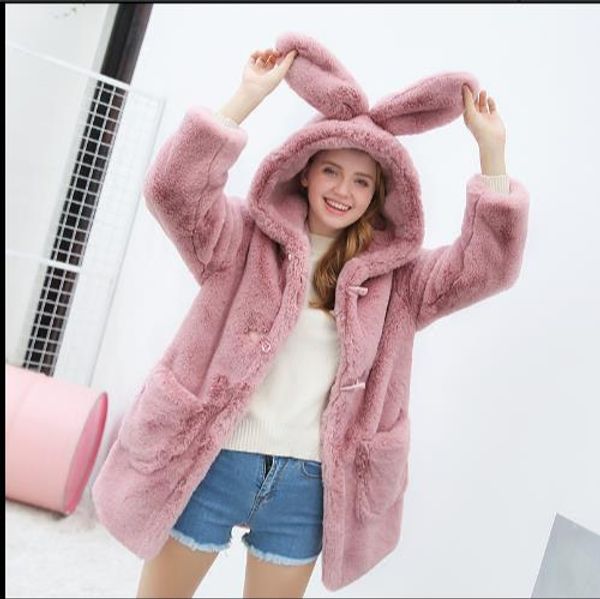 

furry 2019 winter women's faux fur jacket artificial fur overcoat furry coat femme plus size fake outwear z238, Black