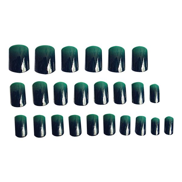 

24pcs false nail tips gradient color full cover decorative false nails fake nails for salon home diy nail art, Red;gold