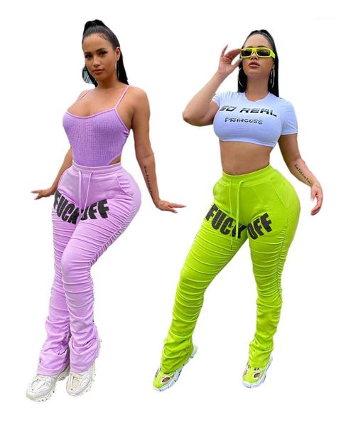 

fashion stacked pants letter print designer stacked pants light color casual long pants women clothes womens, Black;white