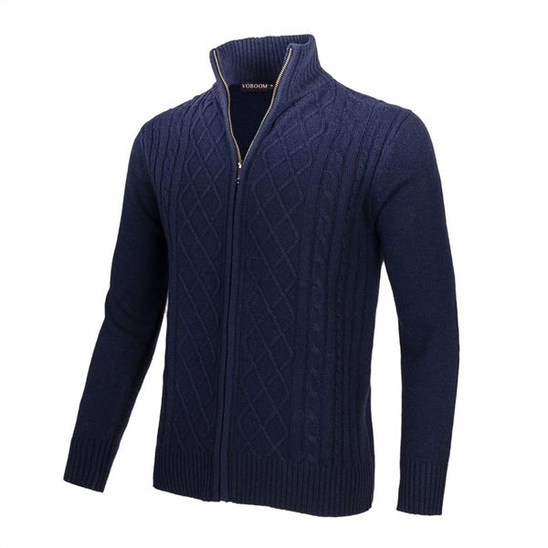 

voboom navy blue mens knit quarter zip sweater men cardigans winter spring stand collar wool blend zipper up coat 100, White;black