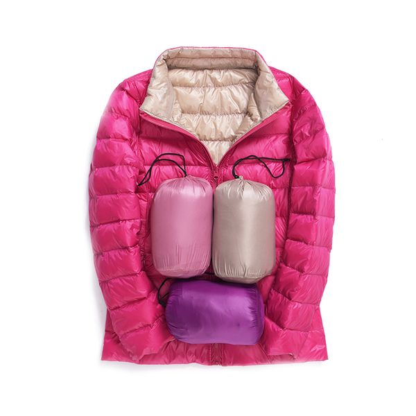 

double side women winter coat new ultra light white duck down jacket slim women winter puffer jacket portable down coat d188, Black