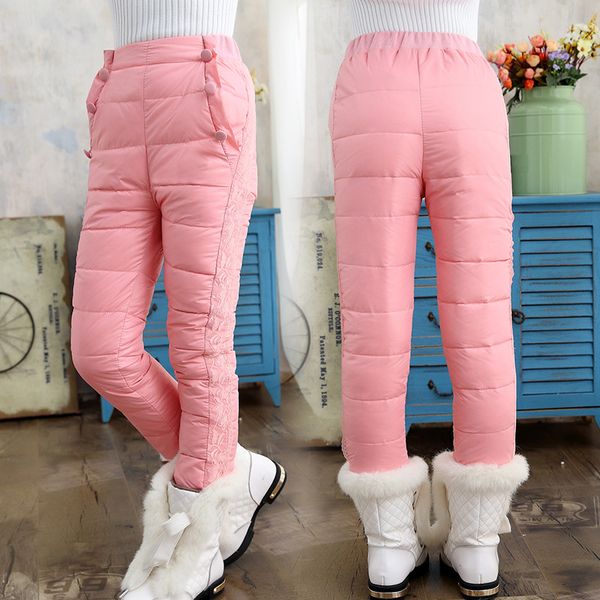 

off season children down pants thick down pants outer wear girls 90 white trousers high-waisted slim fit c class polyester, Black;white