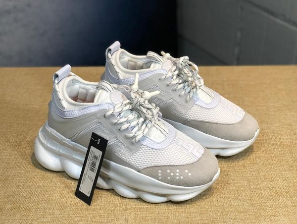 

2020 versace chain reaction luxury designer shoes men women sneakers snow leopard black white mesh rubber leather fashion women casual shoes