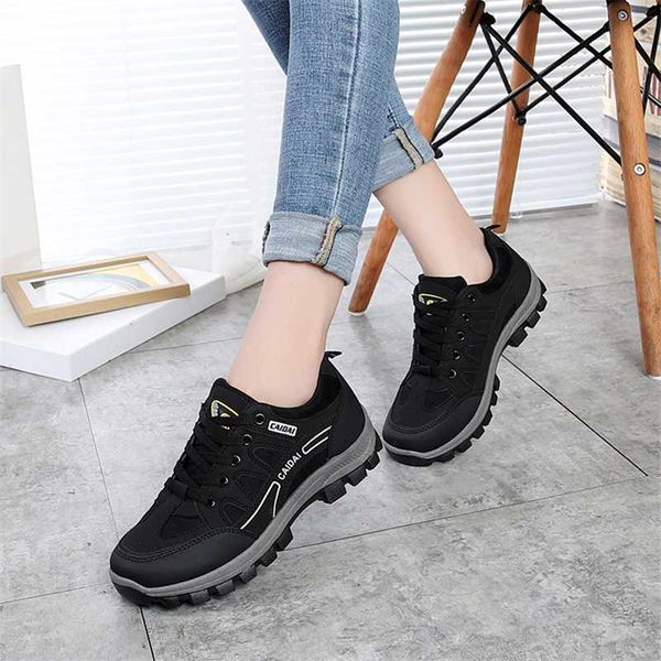

women's waterproof work shoes 2018 autumn non-slip wear-resistant travel shoes outdoor female safety sneakers for woman, Black