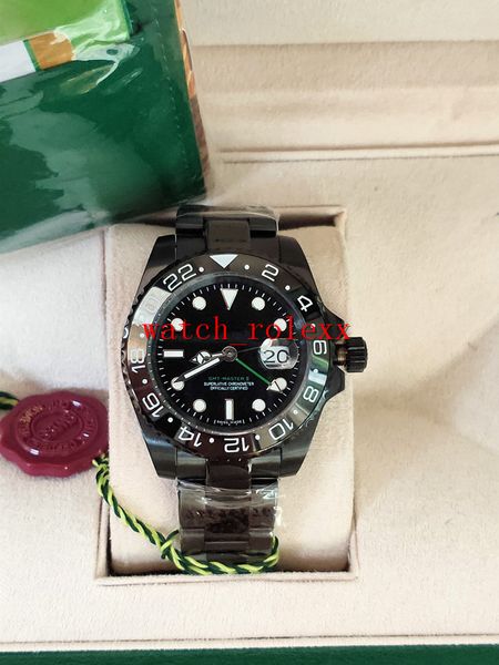 

luxury men watch gmt 116710ln 116710 40mm black dial pvd ceramic bezel asia 2813 movement automatic mens luminous wrist watch, Slivery;brown