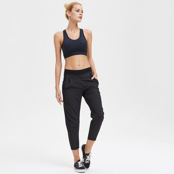 

newly women sport pant loose casual black yoga running sweatpants with pockets fms19, Black;blue