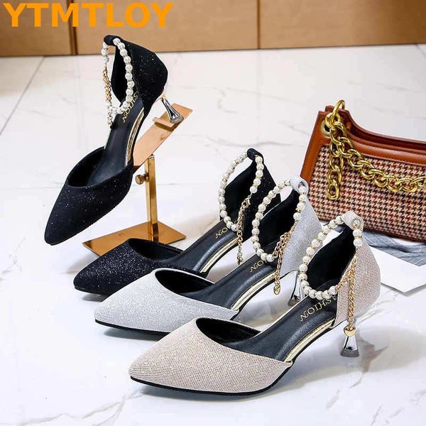 

2020 women's high heels fashion women's shoes party wedding square high heels pointed toe ladies size 35-44, Black