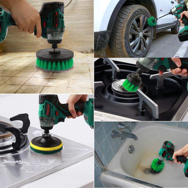 

9pcs дрель brush attachment комплект питание поломоечной дрель кисть с 6-дюймовым long reach extension для чистки ванной комнаты, кухни, ga