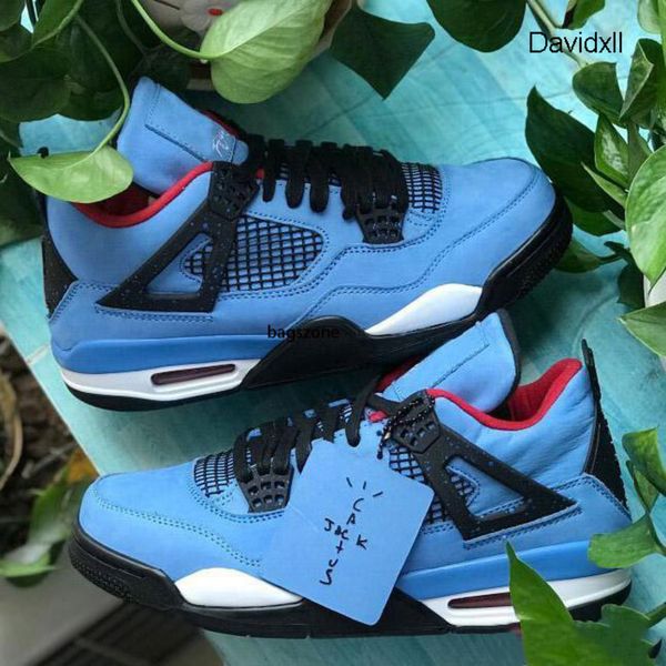 

new cactus jack 4 4s houston basketball shoes 308497s-406 university blue varsity red black men sport sneakers with box