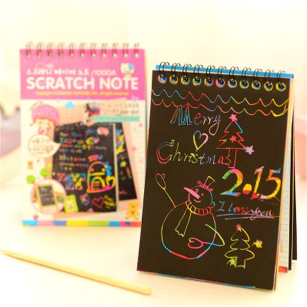 Quaderni per bambini Arcobaleno colorato Scratch Art Kit Disegno magico Pittura Quaderno di carta Regalo