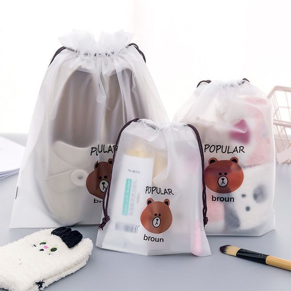 

cute bear transparent cosmetic bag travel clear makeup case women drawstring travel pvc cosmetic bags hhaa130