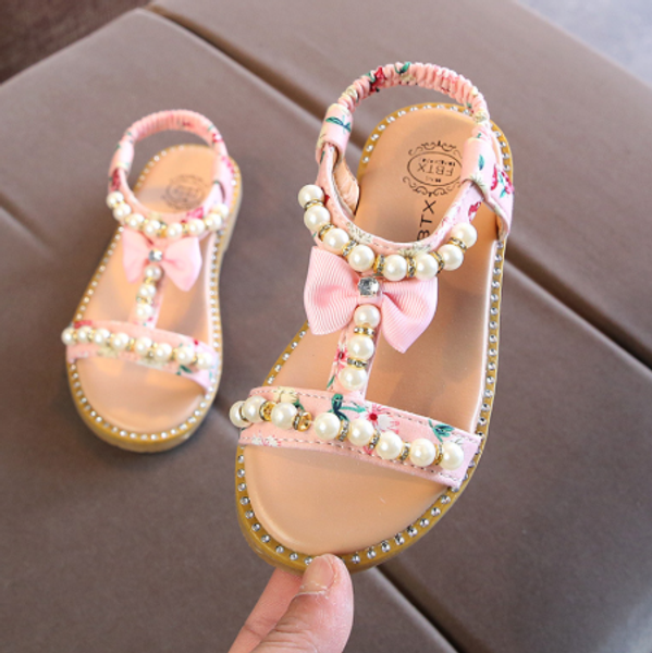 

kids sandals girls shoes new summer bowknot beach sandals fashion princess girls children diamond for, Black;red