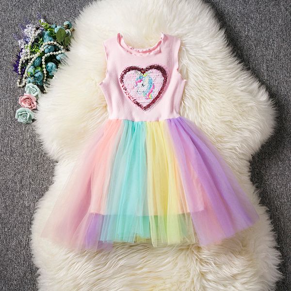 

baby girls summer dress brand princess dress for girl clothes unicorn dresses kids clothing children vestidos 3 8y, Red;yellow