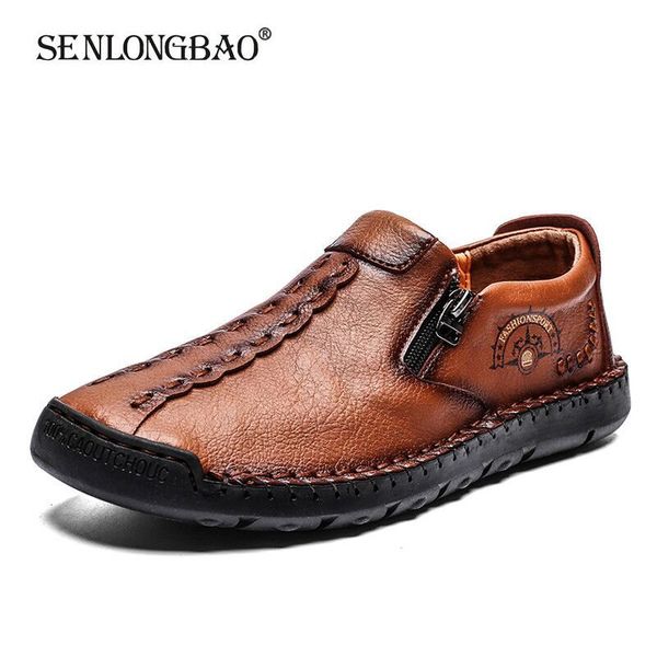 

2020 new fashion comfortable men casual shoes leather men shoes breathable loafers flats men's driving big size 48, Black