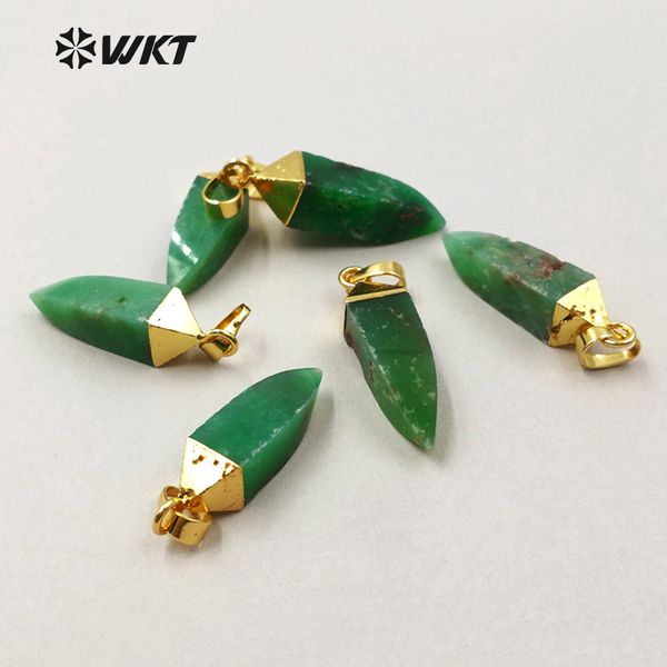 

wkt new elegant green natural chrysoprase necklace pendants metal plated charms for women jewelry wt-p1295, Silver