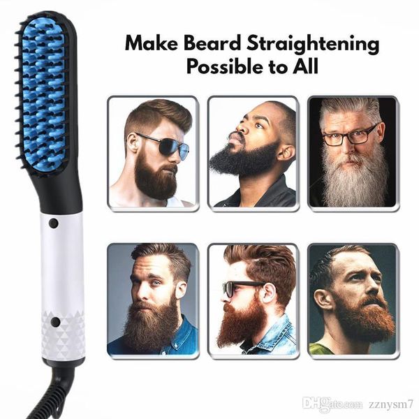 

new fashion multifunctional hair comb quick beard straightener curling curler show cap men beauty hair styling tool
