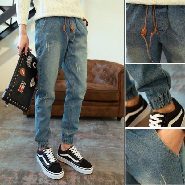 

men casual jeans trousers man fas h ion stretc h, Blue