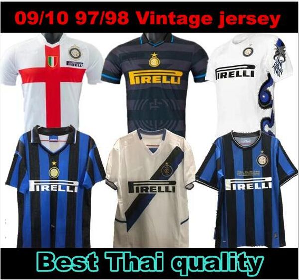 

09 10 milito j.zanetti inter retro soccer jerseys 97 98 99 djorkaeff sneijder milano classic maglia 2002 2003 vintage football jersey you, Black