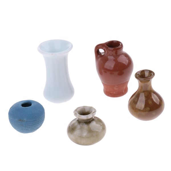 

1:12 ceramic porcelain china vases dollhouse decoration accessories 5pcs