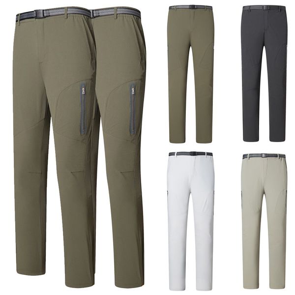 

men mountain-climbing adjustable belt thin quick drying long pant trousers, Black