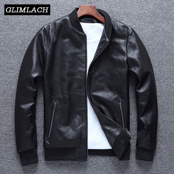 

new aviation genuine cow leather bomber jacket men cowhide real leather jacket slim large size 4xl flight coats veste cuir homme, Black