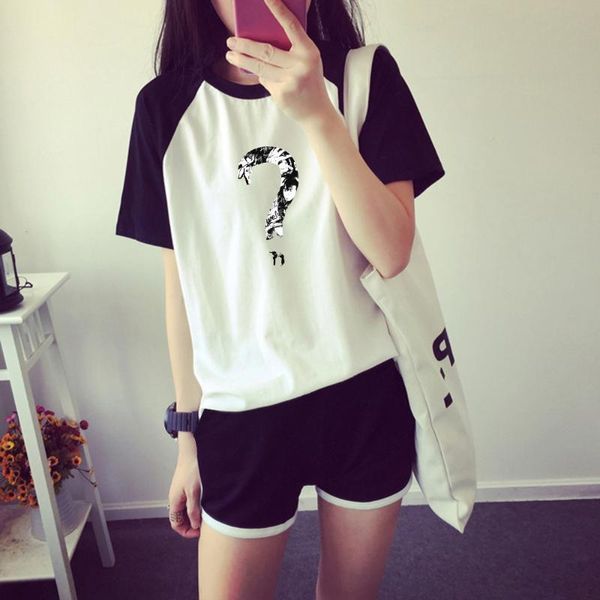 

xxxtentacion two piece set women t shirt new design oversize navel short sleeve and kpop short pants o-neck summer set, White