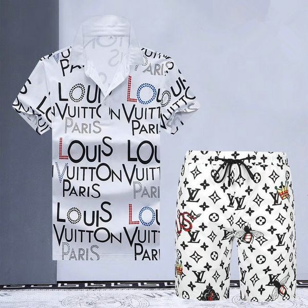 

summer mens designer tracksuits sets mens new 2020 luxury designer clothes luxury fashion running suits polo t shirt+shorts sets size -3xl, Gray