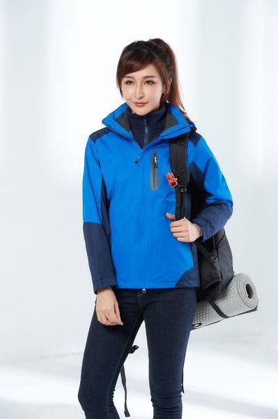 

wholesale-men women softshell jacket waterproof breathable jacket men outdoors sports coats women ski hiking winter outwear jacket hoodies, Blue;black