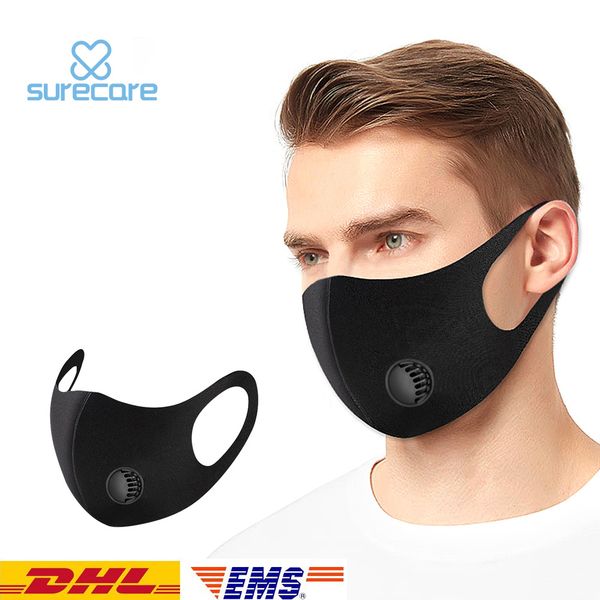 

Унисекс Dust Proof Sponge Загрязнение воздуха Половина лица Рот маска с Breath Многоразовый моющийся Муфельная Респиратор Черная маска