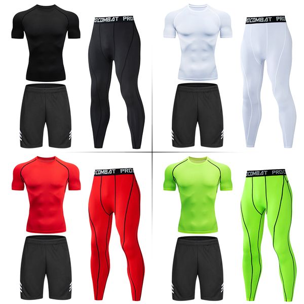 

men's running set gym long sleeve t-shirt pants rashguard tight sport set men compression shirts fitness bodybuilding clothing, Black;blue