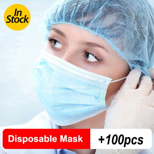 

antiviral 100pcs 3-ply pm2.5 nonwoven disposable mouth masks soft breathable flu hygiene face mask