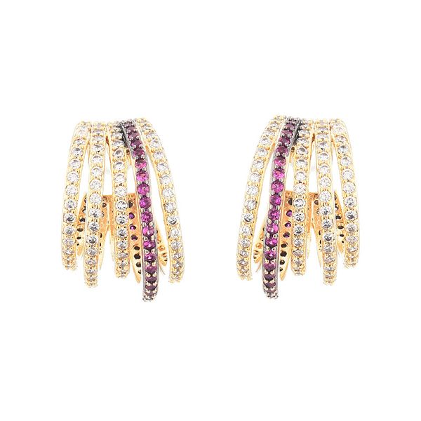 

eyer trendy cz micro paved cubic zirconia elegant stud earrings for women wedding dating jewelry multilayer earrings 2020, Golden;silver