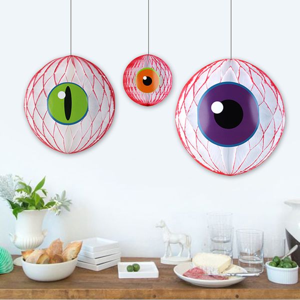 

3pcs/set mix sizes halloween decorations fun spooky 3d halloween honeycomb eyeballs horror party decorations