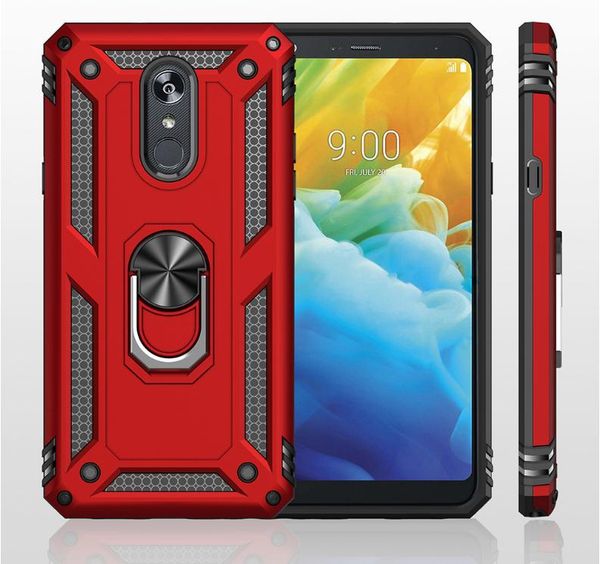 

armour defender heave duty hybrid shockproof dual layers protective phone case cover magnetic ring stand for lg stylo 5 k40 k50